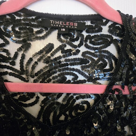 Timeless by Naeem Khan black sequin cardigan Size 18 NWT - Picture 6 of 7